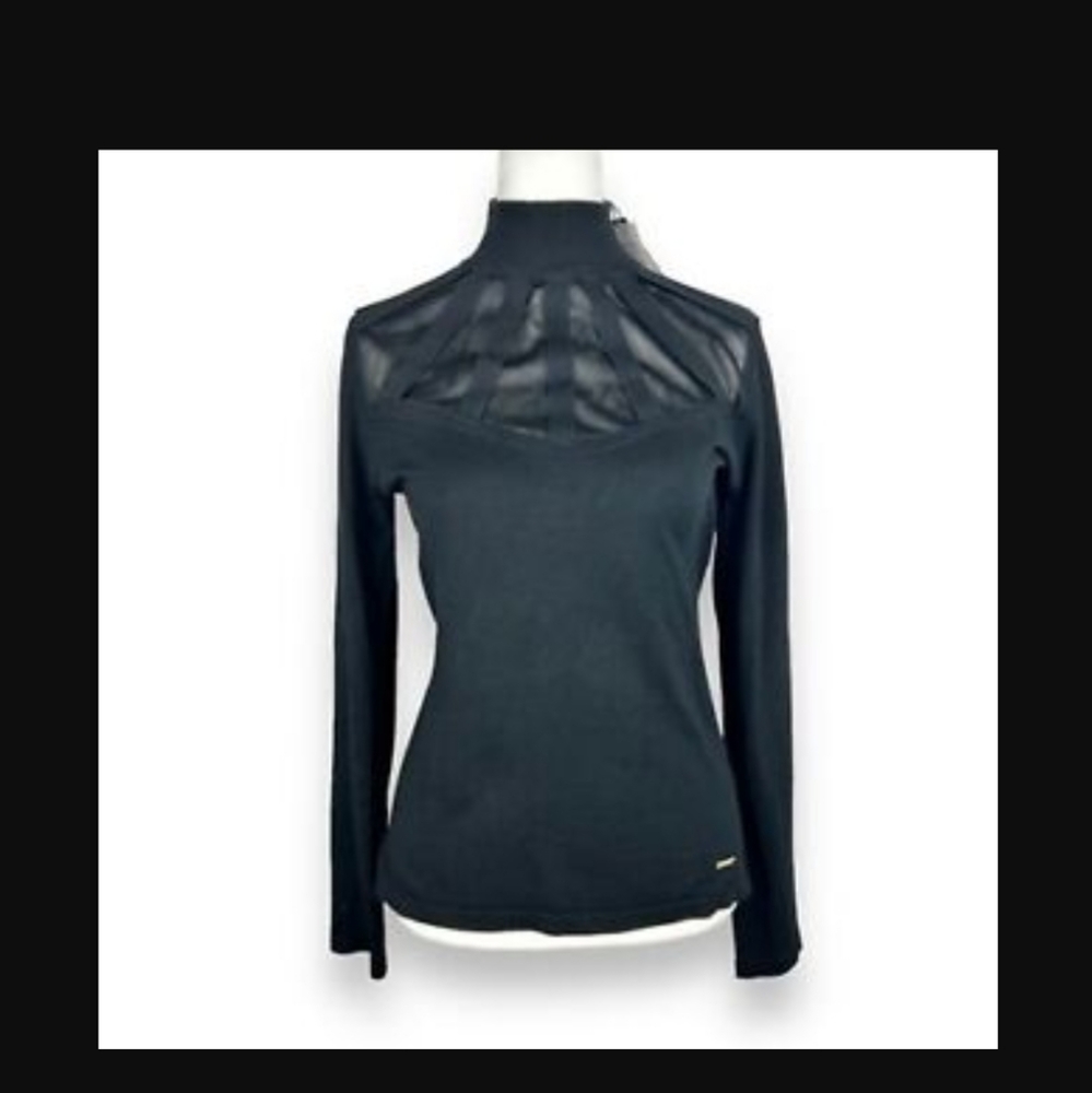Women's size large Catherine Malandrino turtleneck knit sheer neckline design ⚫️